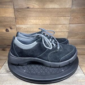 Dansko Womens Sz 8 /38 Elaine Sneakers Shoes Black Suede Lace Up Slip Resistant